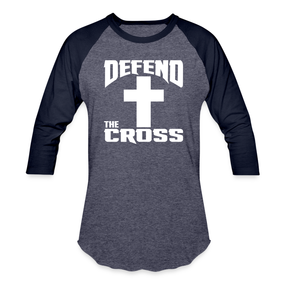 Adult DTC 3/4 Baseball Tee - heather blue/navy